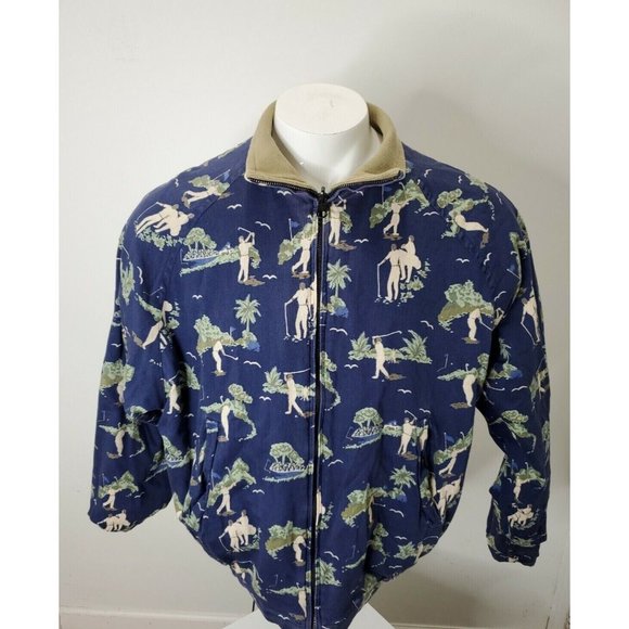 Nautica Other - Vintage Nautica Reversible Men Khaki Navy Blue Golf Pattern lightweight sz L 90s
